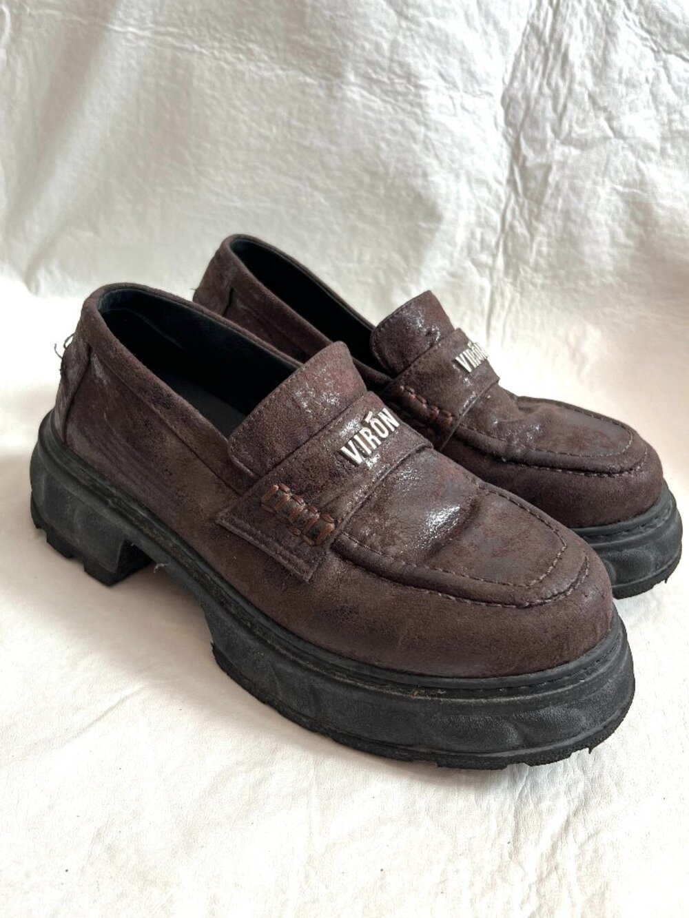 Virón platform shoes Brown Quantum Copper Loafers 39 8 8.5 womens vegan leather